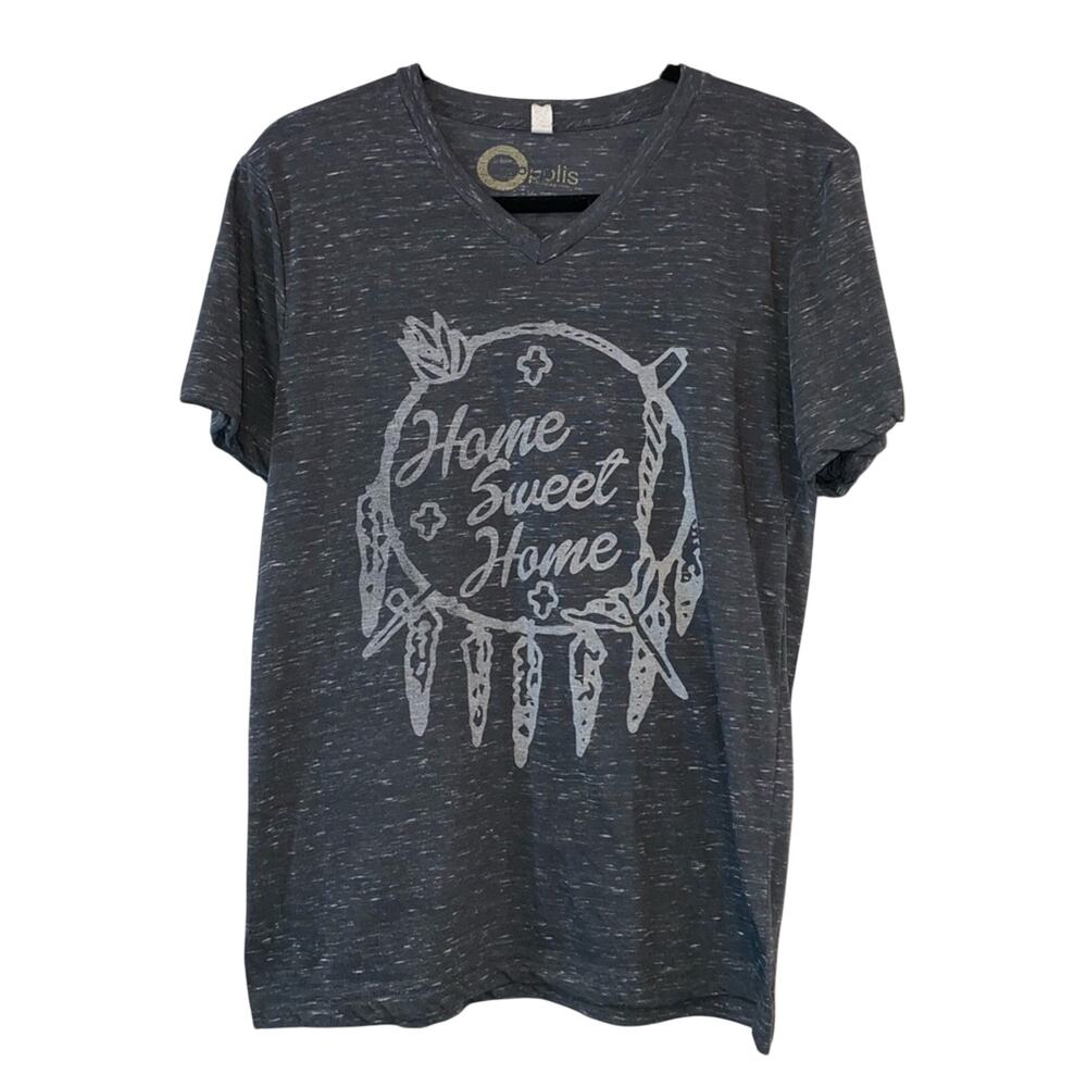 Home Sweet Home Dreamcatcher Graphic Tee Gray V Neck Unisex L/XL